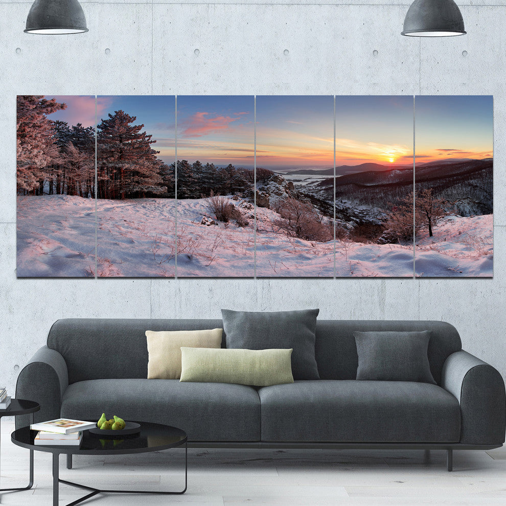 Slovakia Panorama at Winter, Landscape Canvas Art Print, 70"x28", 6 Panels