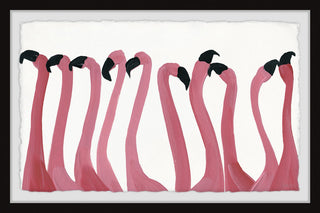 "Flamingo Gossip" Framed Painting Print, 36"x24"