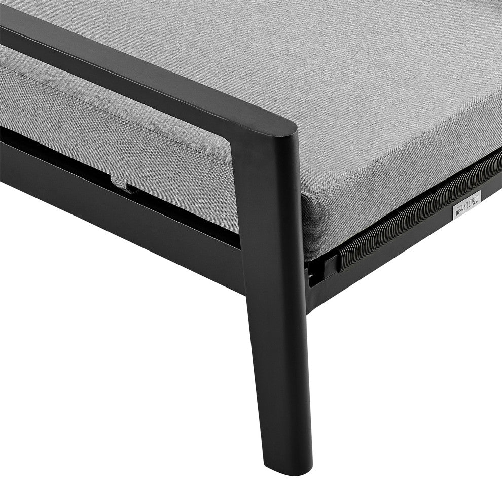 Cayman Outdoor Adjustable Chaise Lounge Chair in Aluminum with Gray Cushions