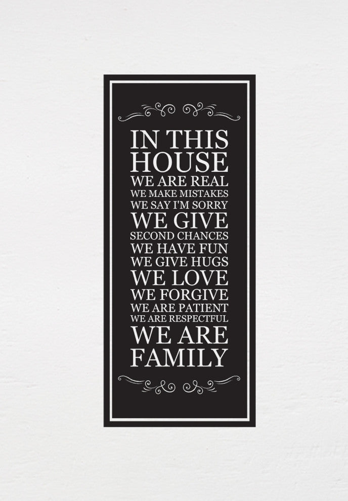 In This House Wall Decal, House Rules Decal, Black, Style B