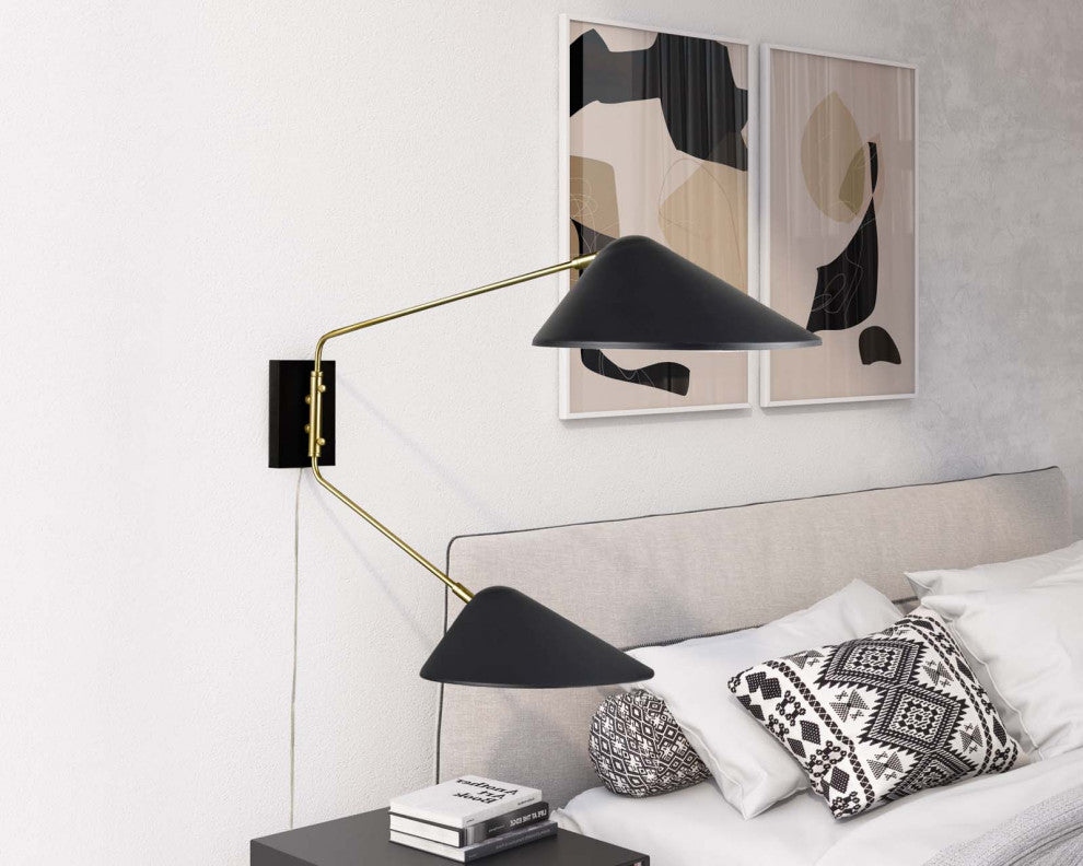 Sconce Wall Lamp Light Fixture, Black, Metal, Modern Cafe Bistro Hospitality