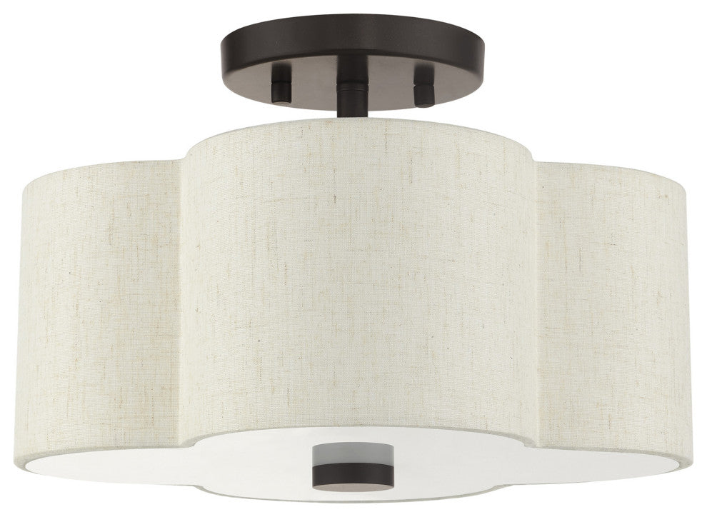 English Bronze French Country, Floral, Transitional, Semi Flush