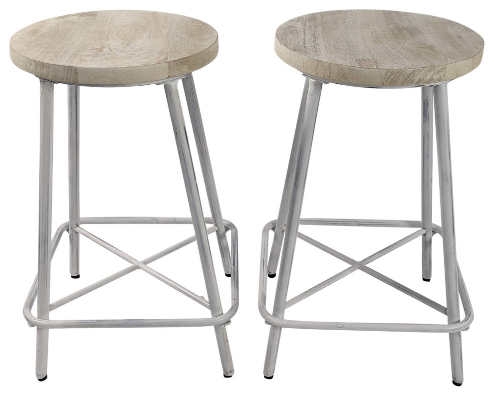 Illona 24" Stool, Set of 2, Whitewash
