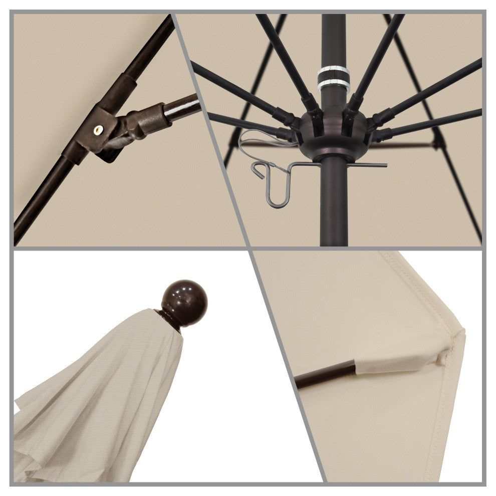 11' Fiberglass Umbrella Bronze, Olefin, Antique Beige, 11'