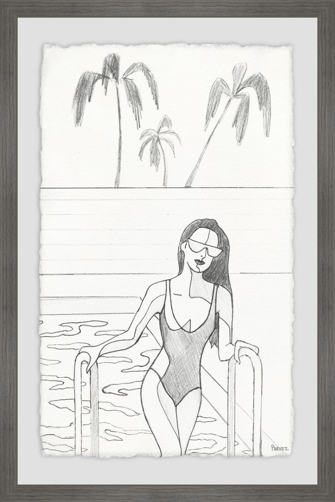 "Dip in the Pool" Framed Painting Print, 12"x18"