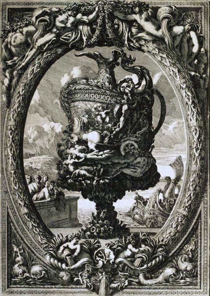 Jean Le Pautre Vase in a Cartouche, Gallery Wrapped Canvas Print, 18"x27"