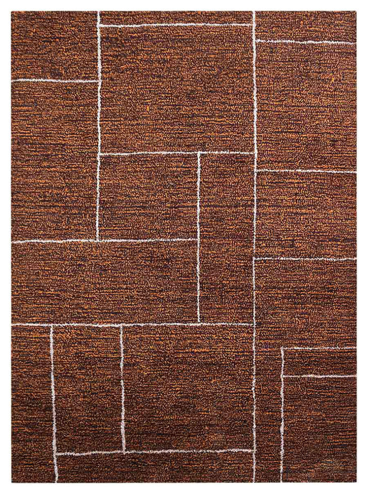 HAND KNOTTED LOOM SILK ECO-FRIENDLY AREA RUGS-Rectangle,Brown Beige,Geometric
