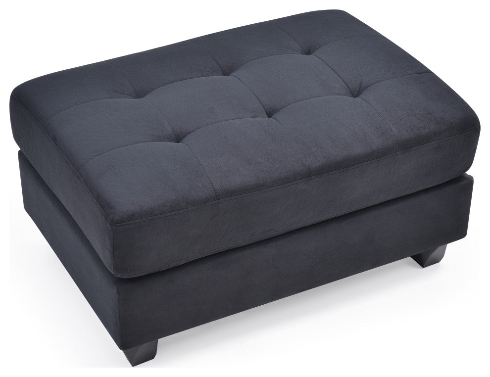 Cardiff Micro Suede Ottoman, Black