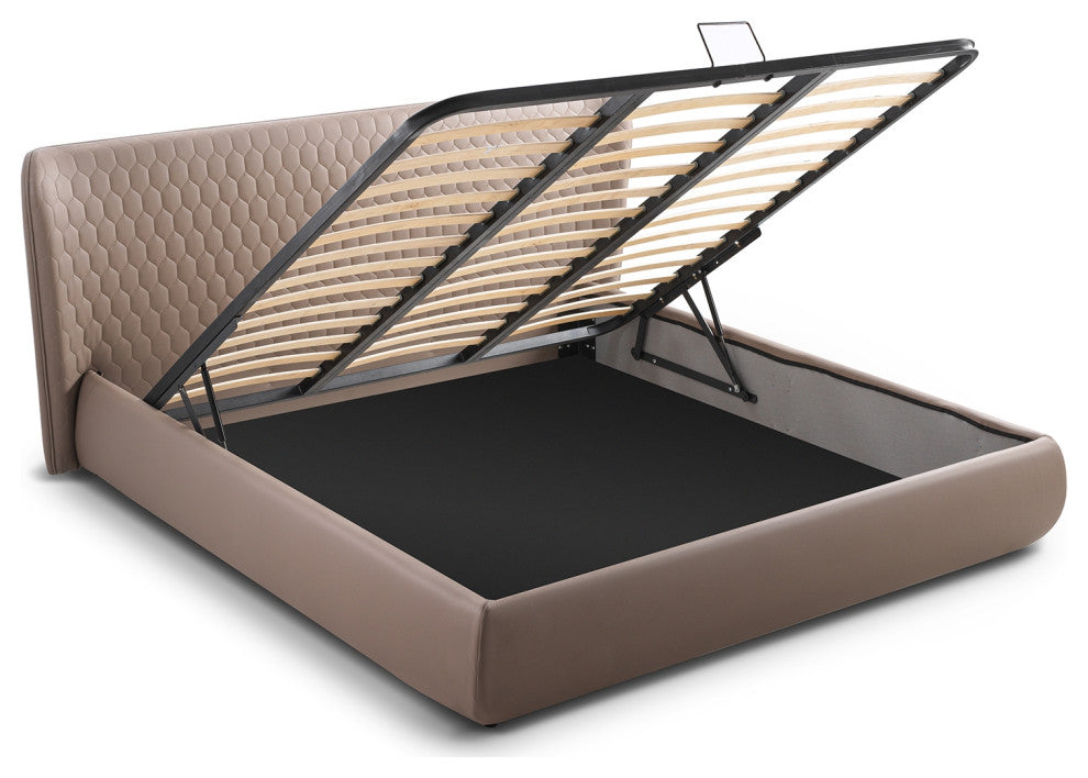 Agoura King Storage Bed in Taupe PU Leather