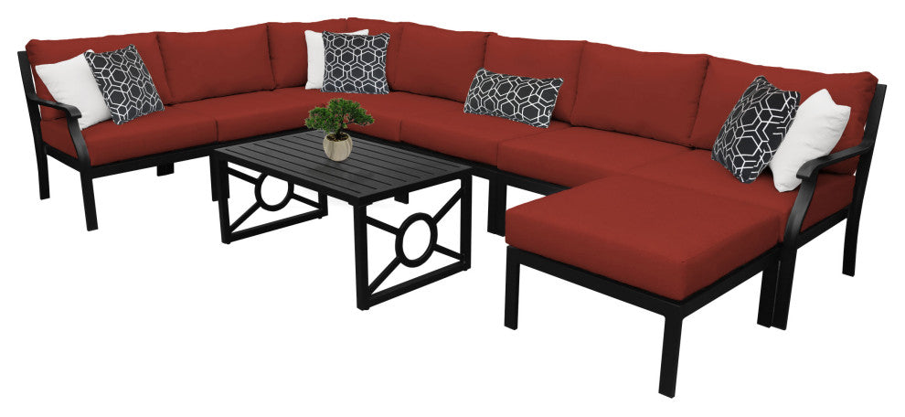 kathy ireland Madison Ave. 9 Piece Aluminum Patio Furniture Set 09d, Cinnamon