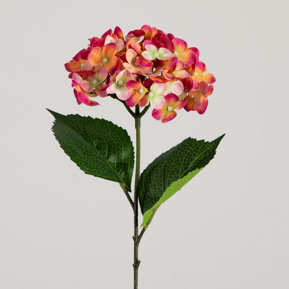 20" Artificial Hydrangea Flower Stems, Set of 3, Pink
