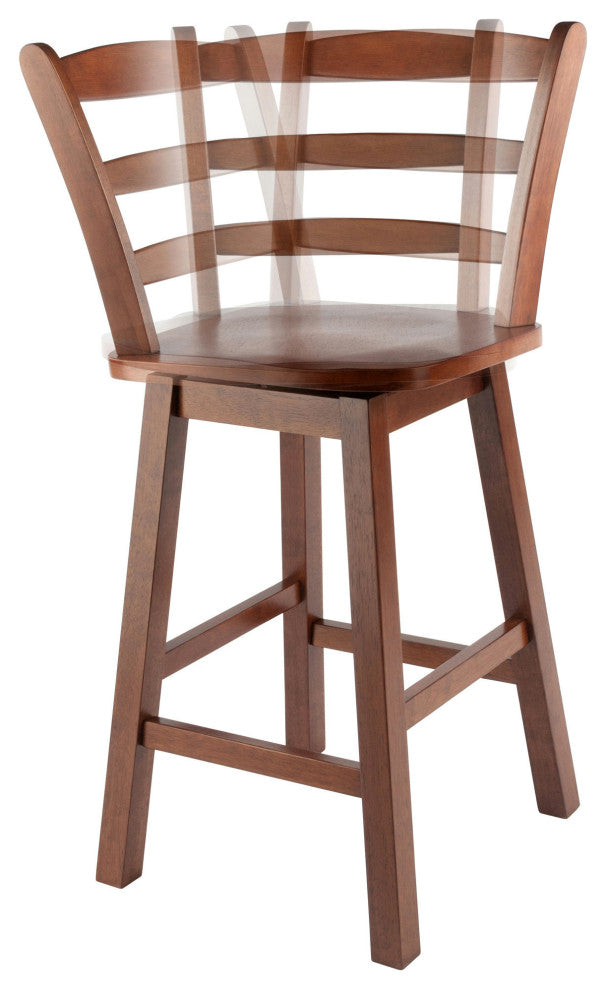 Scalera Ladder-back Swivel Seat Counter Stool, Walnut