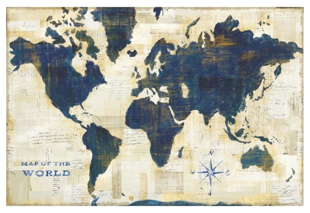 "World Map Collage" Digital Paper Print by Sue Schlabach, 26"x18"