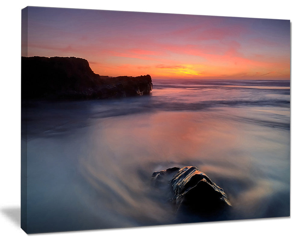 "Softness in The Tide Magoito Beach" Contemporary Seascape Art Canvas, 20"x12"