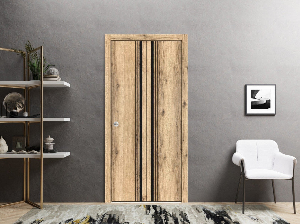 Bi-fold Doors 48 x 96 | Planum 0011 Oak with  | Sturdy Tracks