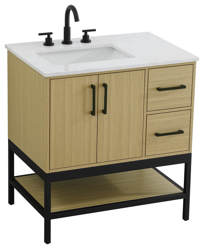 Home Living 32" Single Bathroom Vanity, Honey Brown