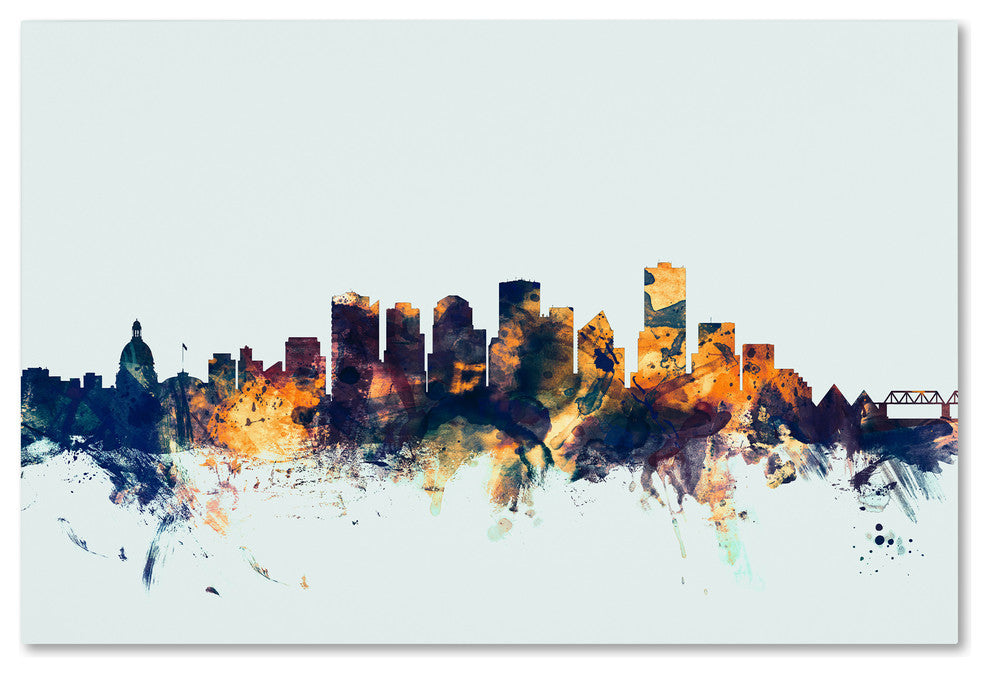Michael Tompsett ''Edmonton Canada Skyline Blue'' Canvas Art, 12x19