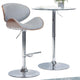 Marana Bentwood Adjustable Height Gas Lift Bar Stool In Stone Grey Faux Leather