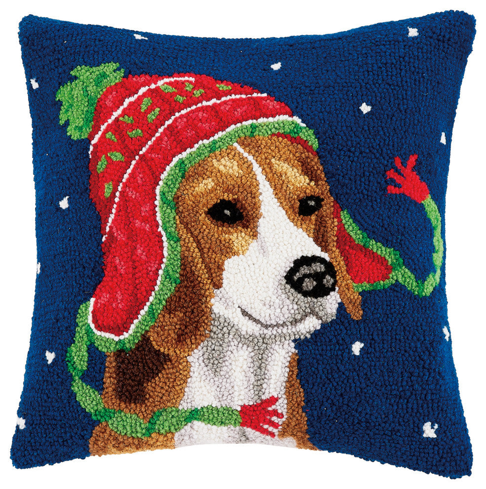 Holiday Beagle W/Hat Hook Pillow