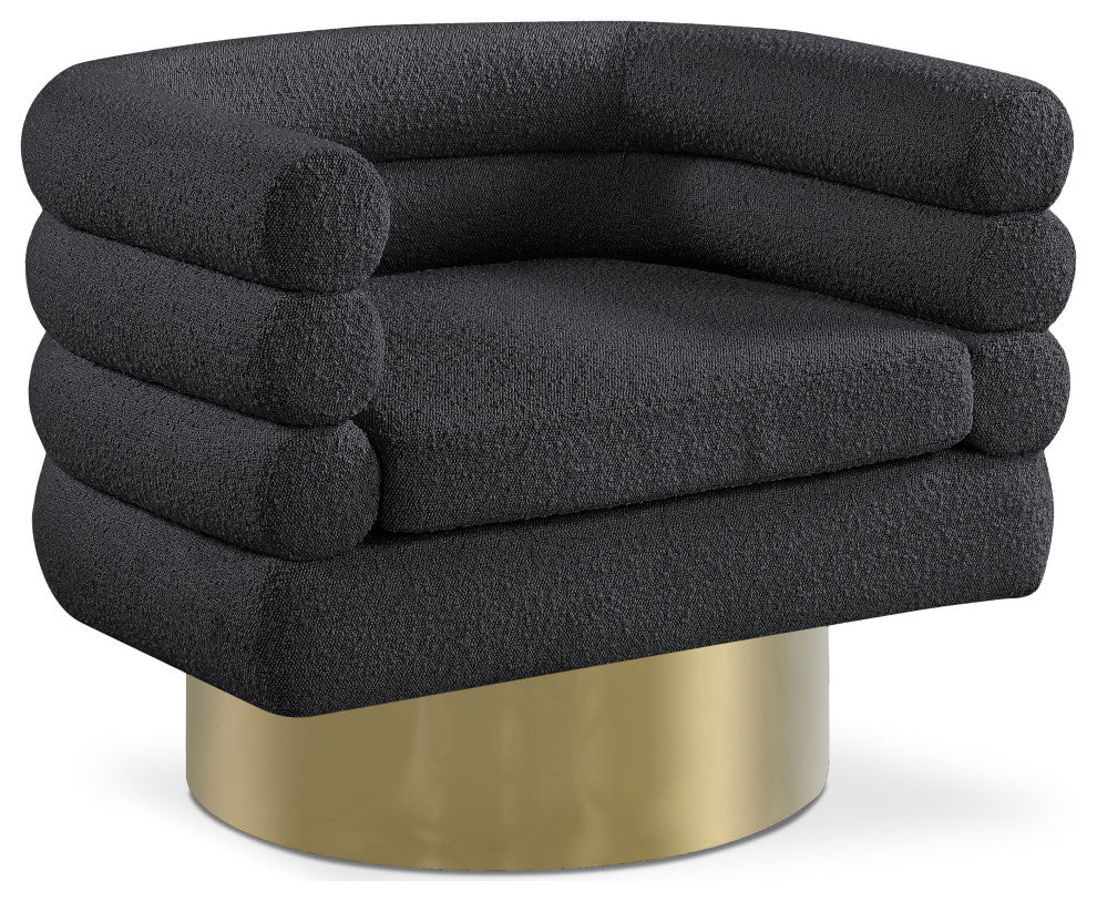 Tessa Boucle Fabric Upholstered Accent Chair, Black