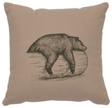 Image Pillow 16x16 Bear on a Log Cotton Alabaster