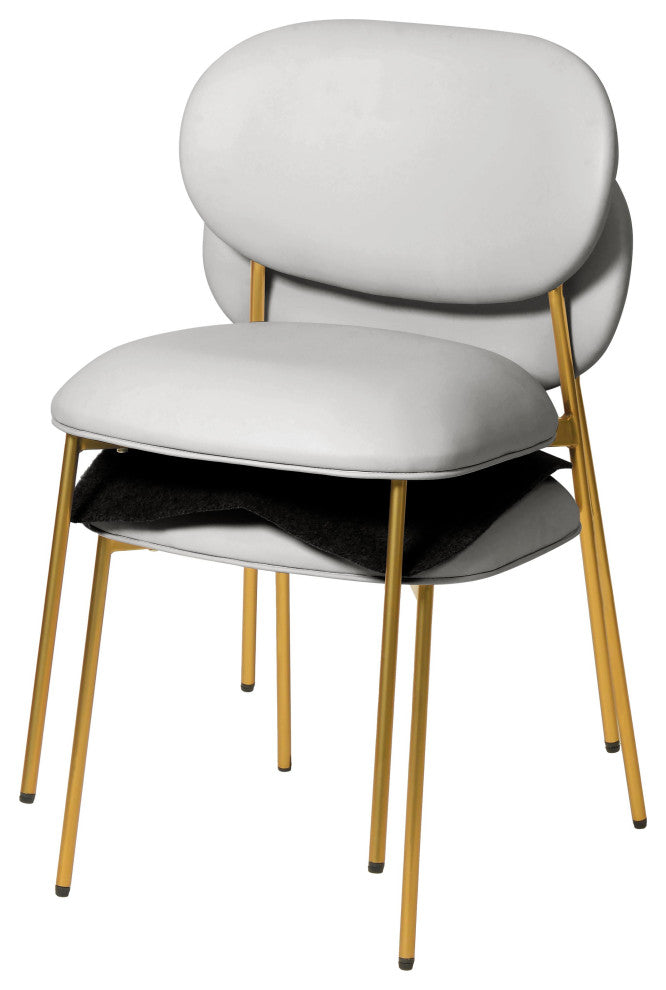 McKenzie Light Grey Vegan Leather Stackable Dining Chair - Set of 2 - Light Grey