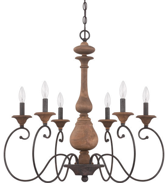 Auburn 6-Light Chandelier, Rustic Black