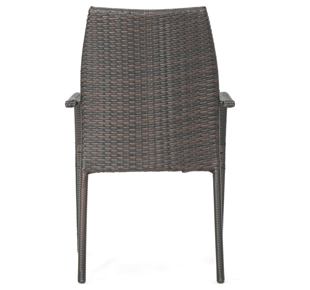 GDF Studio 5-Piece Knightley Outdoor Multi-Brown Wicker Dining Set