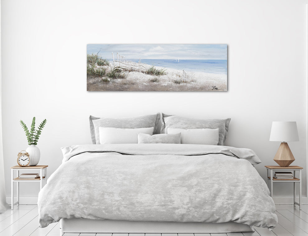 "Beach Vibes" Hand Painted Canvas Art, 60"x20", Wrapped Canvas Painting