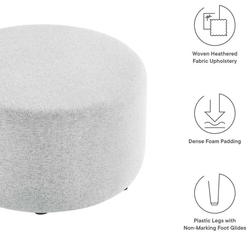Callum Large 29" Round Woven Heathered Fabric Upholstered Ottoman