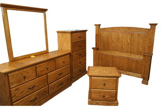 Classic Oak Queen Bed Frame, Dark Oak