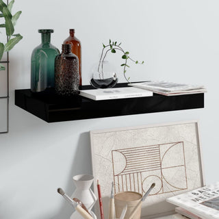 vidaXL Wall Shelf Floating Shelf Display Shelf Wall Mounted High Gloss Black