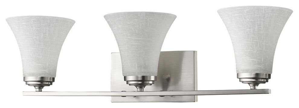 Union Indoor 3-Light Bath With Glass Shades, Satin Nickel