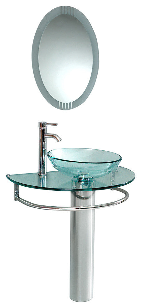 Attrazione Modern Glass Bathroom Vanity With Frosted Edge Mirror, FFT3112CH