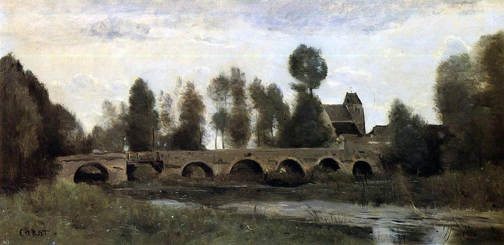 Jean-Baptiste-Camille Corot The Bridge at Grez-sur-Loing Gallery Wrapped Canvas