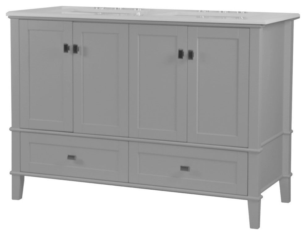 49" Double Vanity, Light Gray With Engineered Stone Top