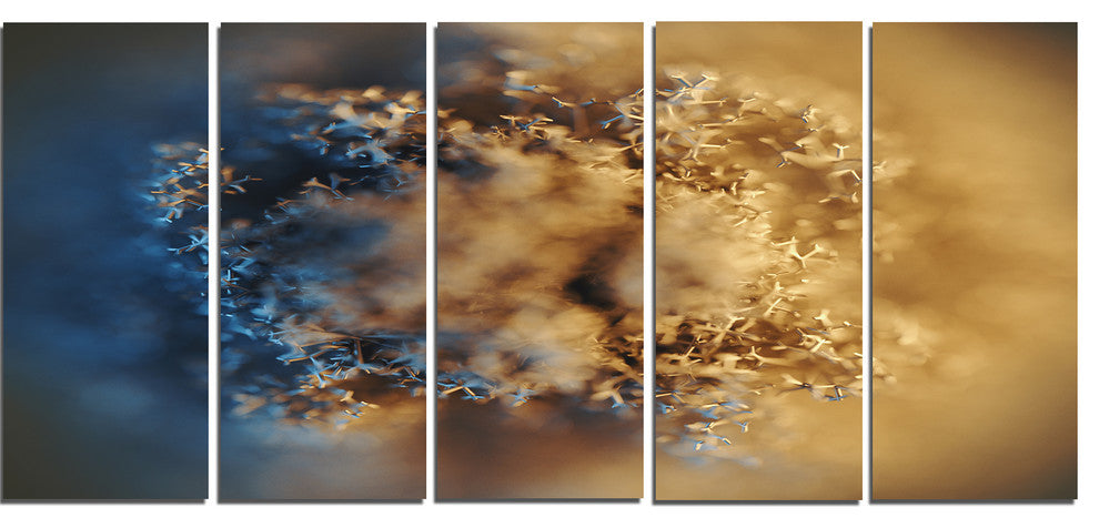 Large Macro Prickly Texture Brown, Abstract Canvas Wall Art, 60"x28", 5 Panels