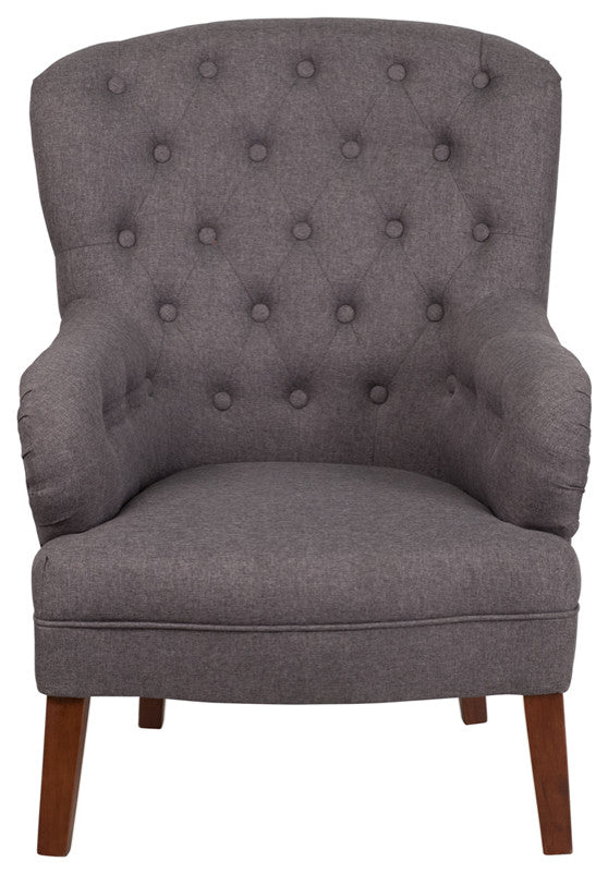 Hercules Arkley Series Gray Fabric Tufted Arm Chair