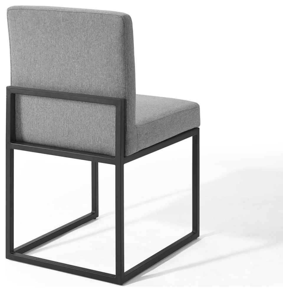 Carriage Dining Chair Upholstered Fabric Set of 2-Black Light Gray