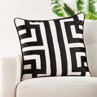 Jaipur Living Ordella White/Black Geometric Throw Pillow 22", Down Fill
