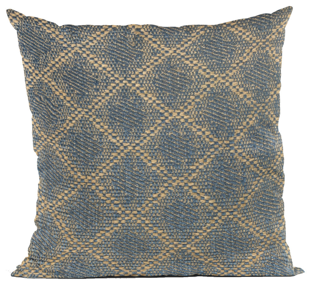 Plutus Blue Diamond Cut Diamond Luxury Throw Pillow, 24"x24"