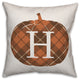 Plaid Pumpkin Monogram H 18x18 Spun Poly Pillow