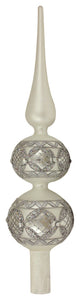 Exquisite Glittered Finial Christmas Tree Topper, Silver, Matte, 13"