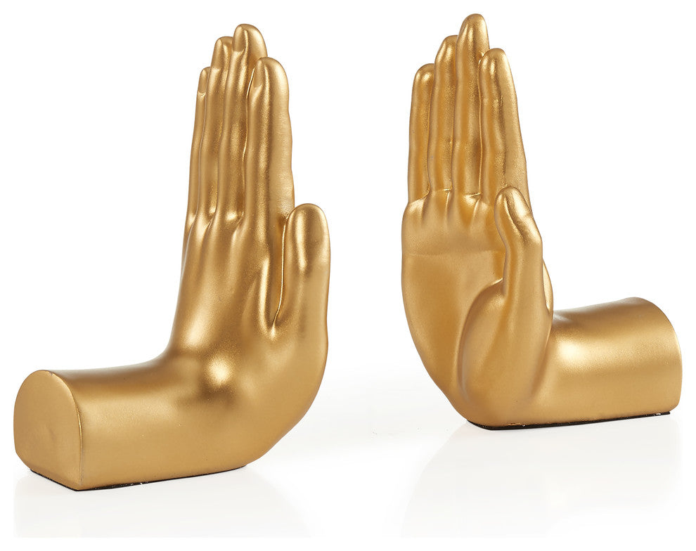 Danya B 2-Piece "Hands" Bookend Set, Gold