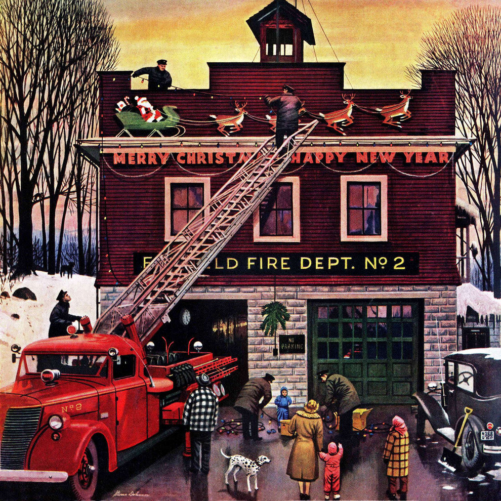 "Christmas at the Fire Station" Print on Canvas by Stevan Dohanos
