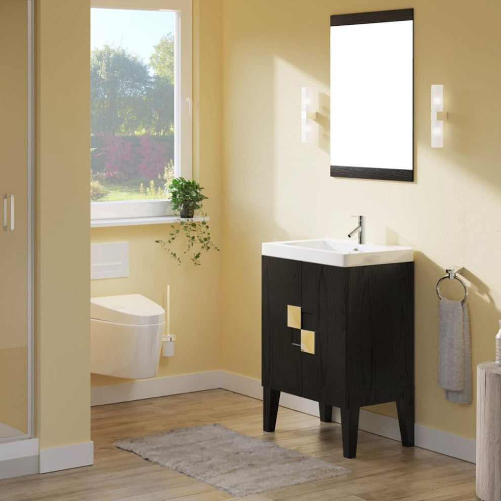 25" Single Sink Vanity-Wood-Walnut