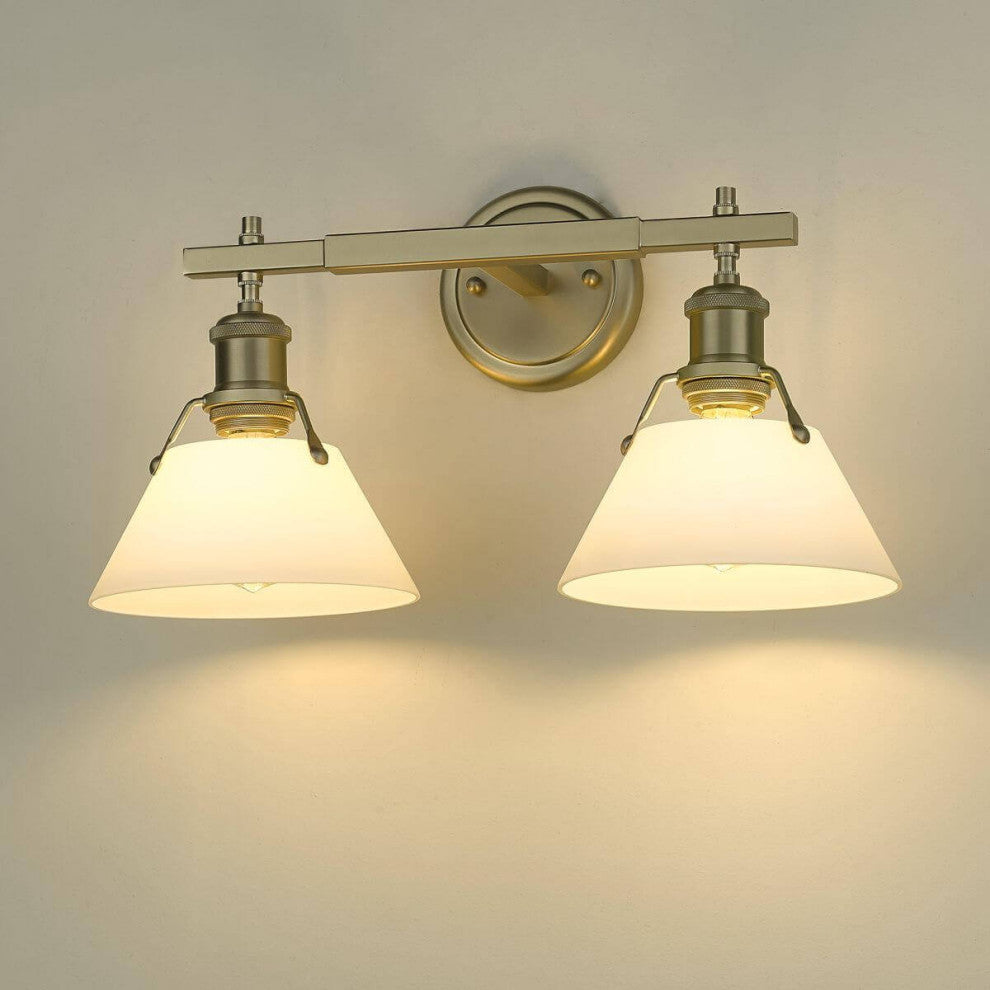 2 Light 18" Bath Vanity, Brushed Champagne Bronze With Opal Glass Shade