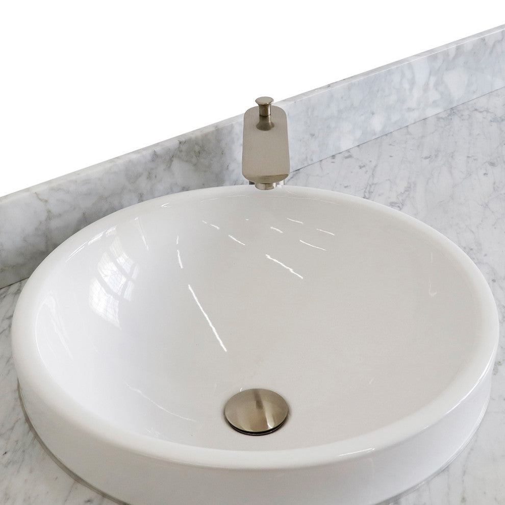 61" Single Sink Vanity, Dark Gray Finish And White Carrara Marble