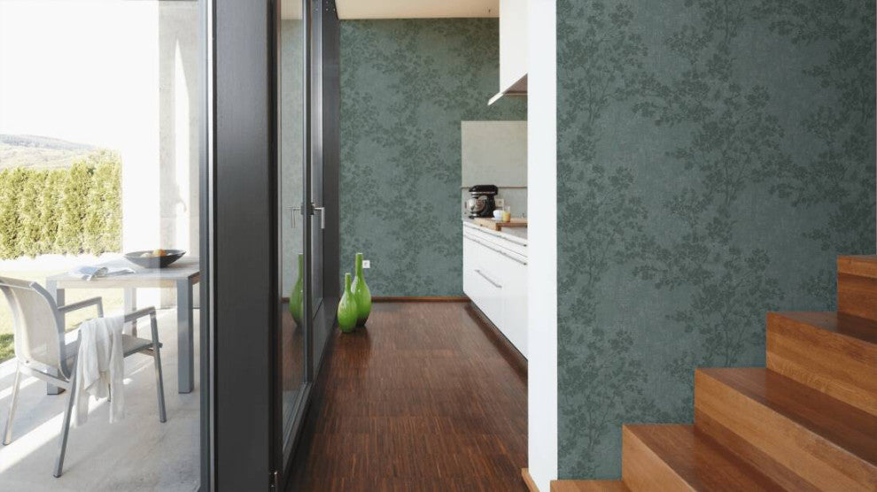 Floral Textured Wallpaper Featuring Branches And Leaves, 373973