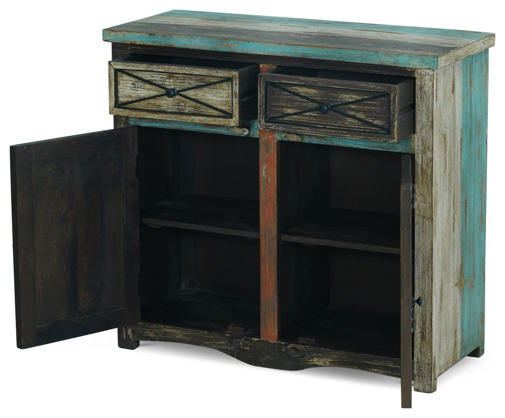 Tracey Handmade Distressed Mango Wood Sideboard, Multicolored